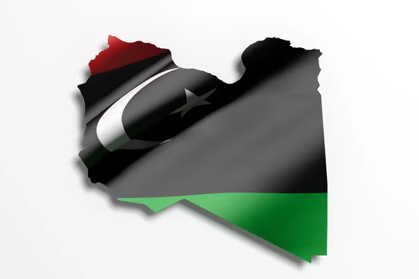 Sziluettjét Líbia Térkép, zászló — Stock Fotó