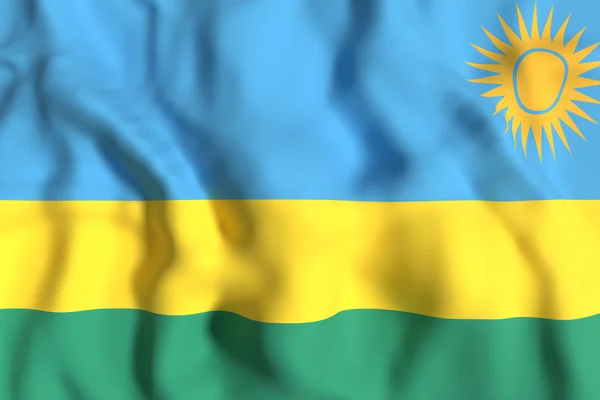 Bandeira da República do Ruanda acenando — Fotografia de Stock