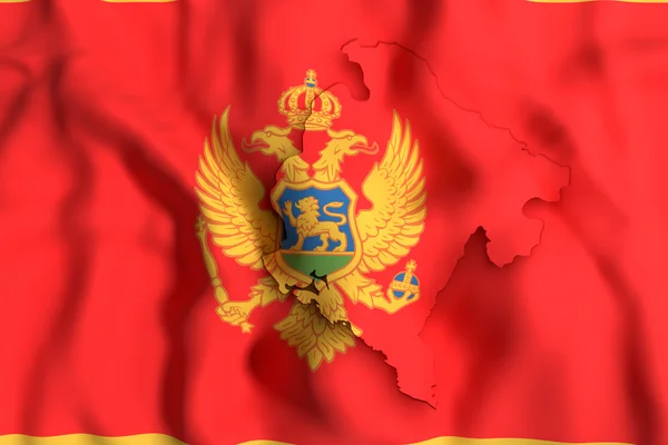 Silhouette of Montenegro mapa con la bandera — Foto de Stock