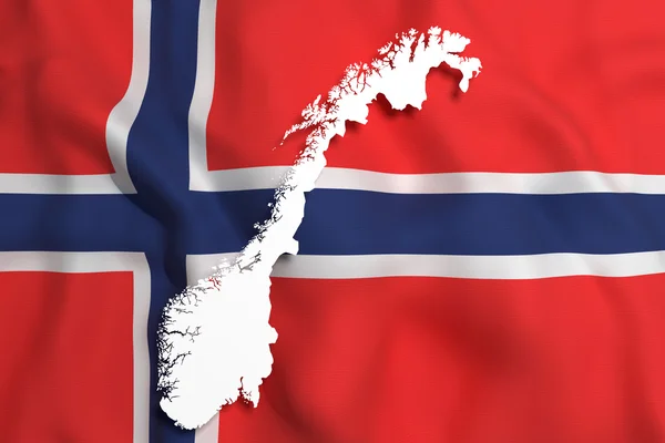 Silhouette of Norway map with flag — Stock Photo, Image