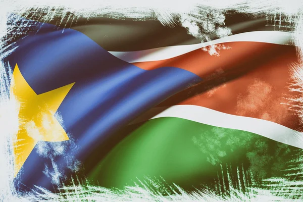 Bandera de Sudán del Sur agitando —  Fotos de Stock