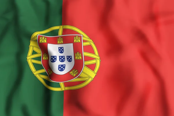 Renderowania 3D pod banderą Portugalii na białym tle. — Zdjęcie stockowe