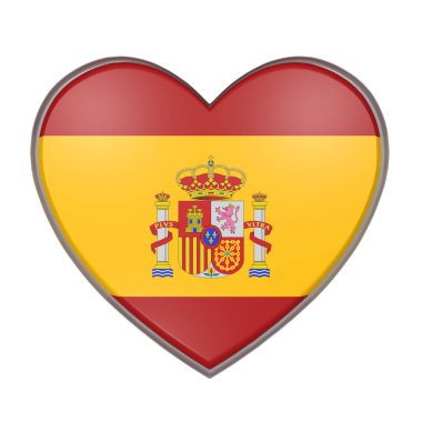 İspanya bayrağının bir kalp üzerinde 3D render.