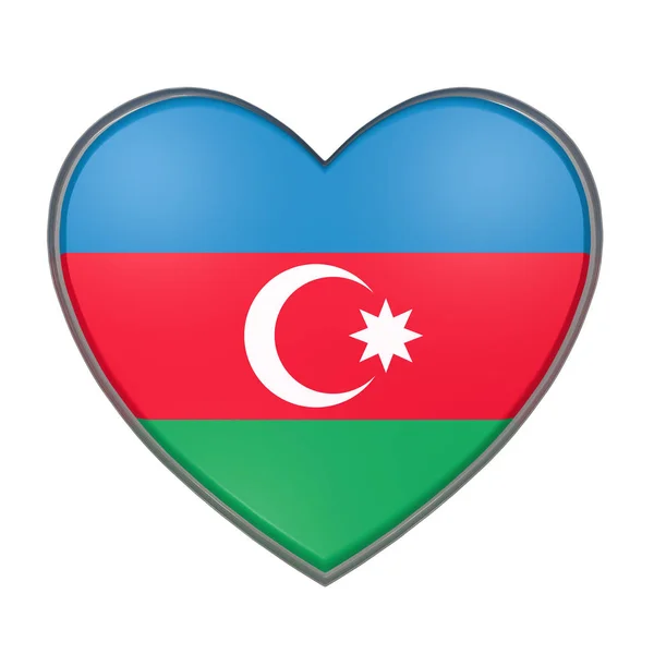 3D-rendering av en Azerbajdzjan flagga på ett hjärta. — Stockfoto