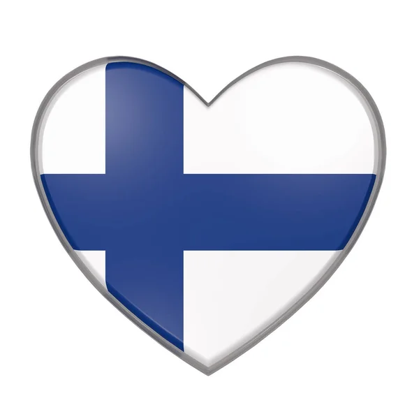 3D render bir kalp bir Finlandiya bayrağı. — Stok fotoğraf