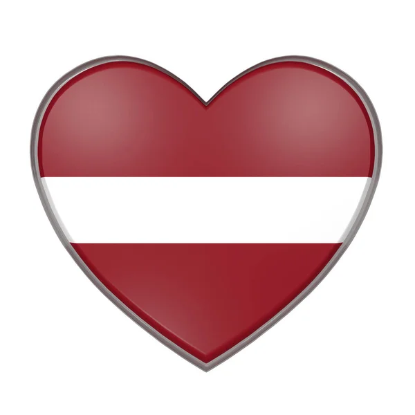 Renderowania 3D flaga Łotwy na serce. — Zdjęcie stockowe