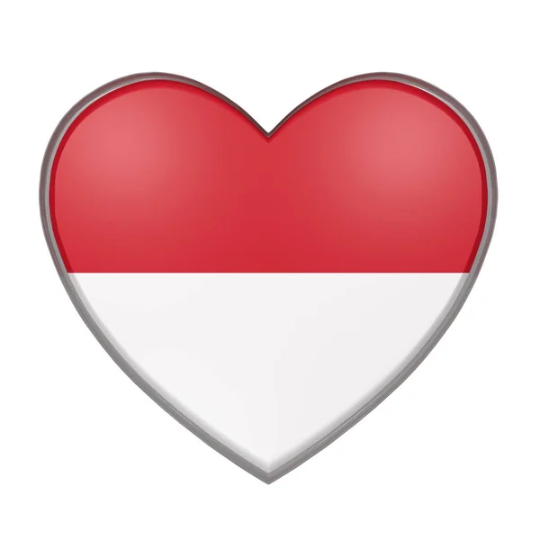 3d renderização de uma bandeira de Mônaco em um coração . — Fotografia de Stock