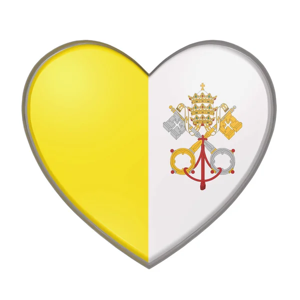 3d representación de una bandera de la Ciudad del Vaticano en un corazón —  Fotos de Stock