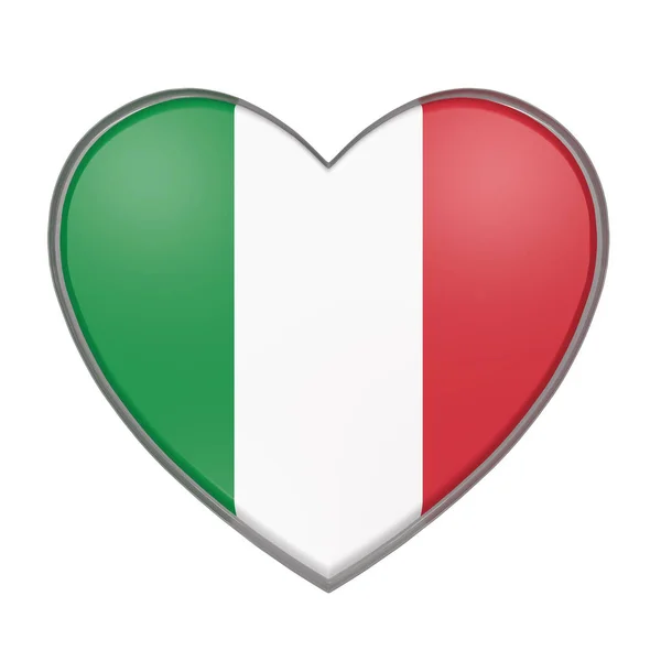 3d rendering of an Italy flag on a heart — Stock Photo, Image