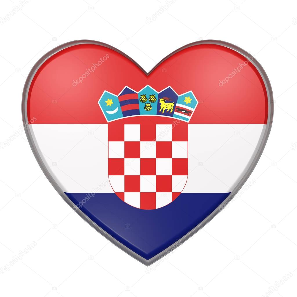 3d rendering of a Croatia flag on a heart. 