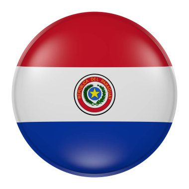 Paraguay bayrağının düğme üzerindeki 3D render