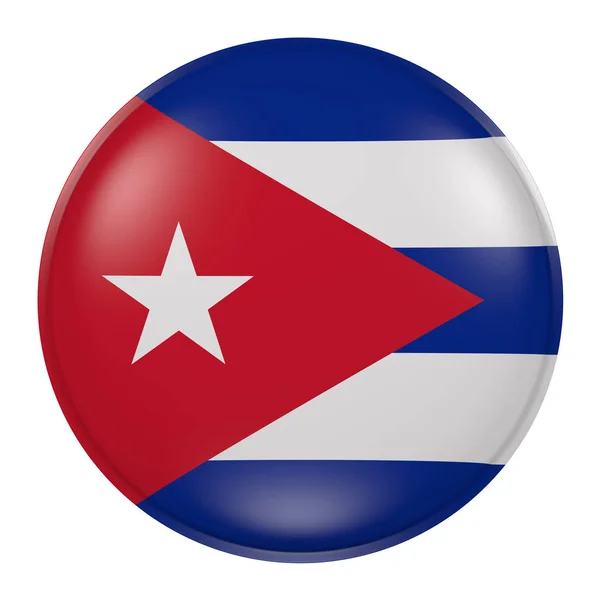 3d rendering of Cuba flag on a button — Stock Photo, Image