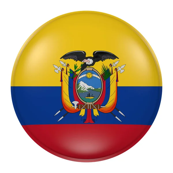 3d representación de la bandera de Ecuador en un botón —  Fotos de Stock