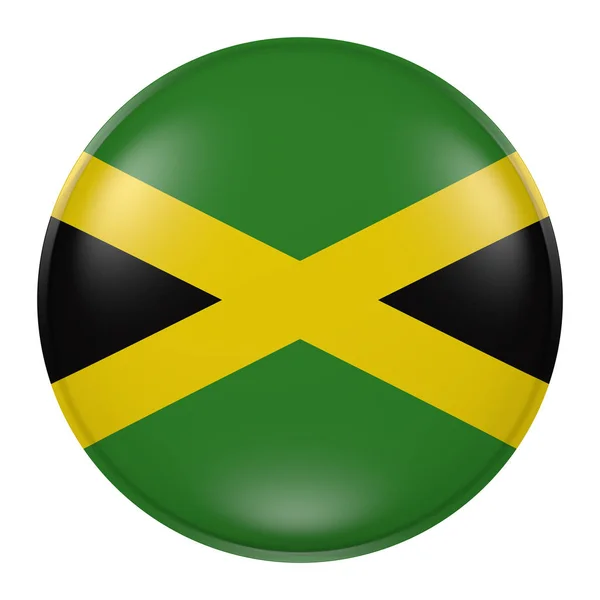 3d rendering of Jamaica flag on a button — Stock Photo, Image