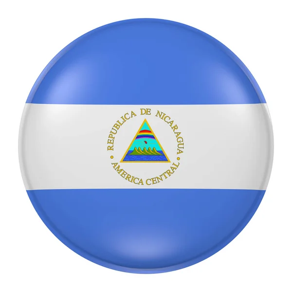 3d rendering of Nicaragua flag on a button — Stock Photo, Image