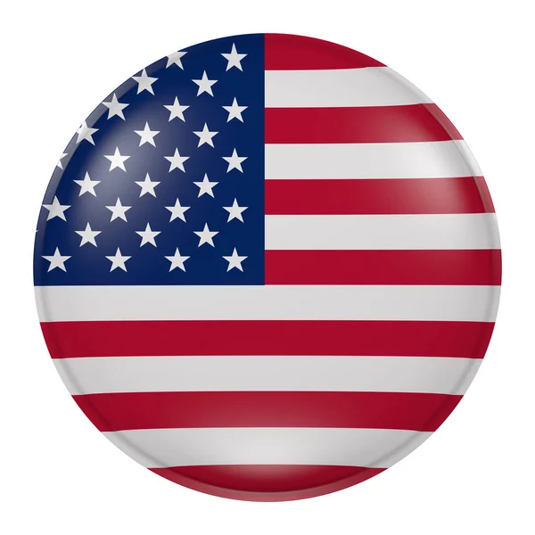 3d rendering of USA flag on a button — Stock Photo, Image