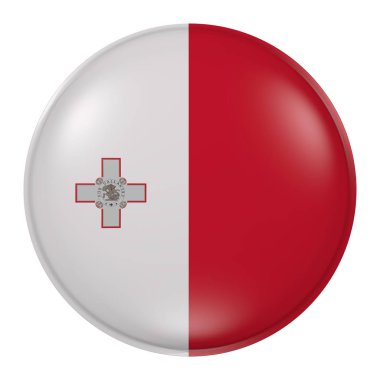 Malta bayrağı düğme üzerindeki 3D render