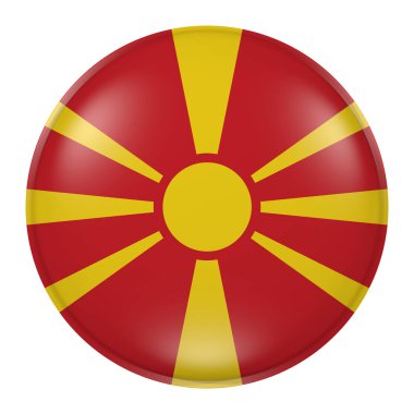 Makedonya bayrak düğme üzerindeki 3D render