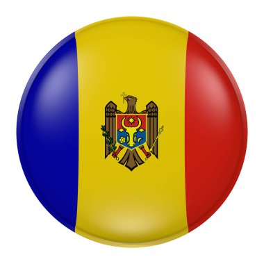 3D render düğmesinde Moldova bayrağı