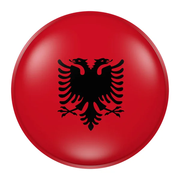 3d renderização da bandeira Albânia em um botão — Fotografia de Stock
