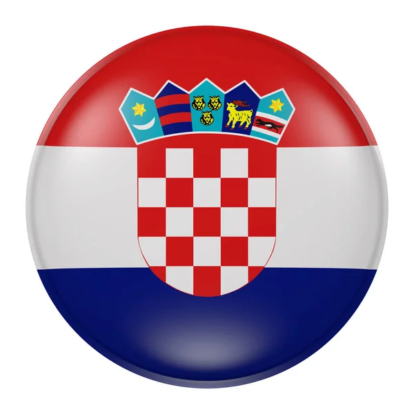 3D-рендерінг прапора Хорватії на одному гудзику — стокове фото