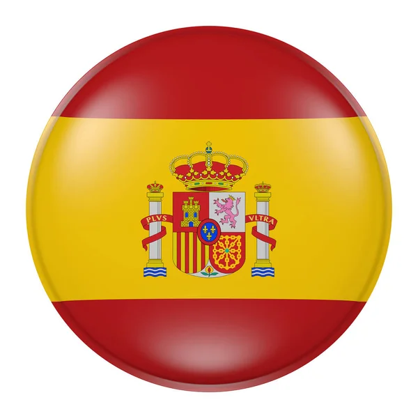 버튼 스페인 깃발의 3d 렌더링 — 스톡 사진