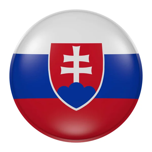 3D vykreslování Slovensko vlajky na tlačítku — Stock fotografie