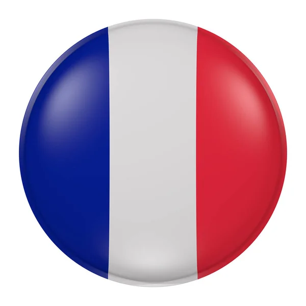 3D renderização da bandeira da França em um botão — Fotografia de Stock