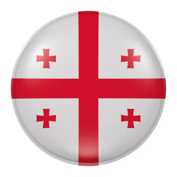 3D renderização da bandeira da Geórgia em um botão — Fotografia de Stock