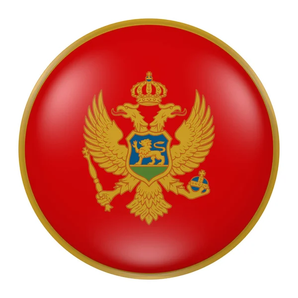 3d rendering of Montenegro flag on a button — Stock Photo, Image