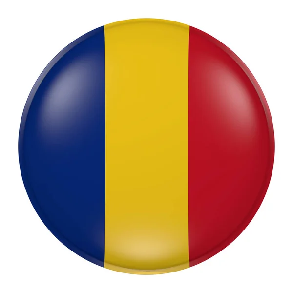 3D рендеринг флага Румынии на кнопке — стоковое фото