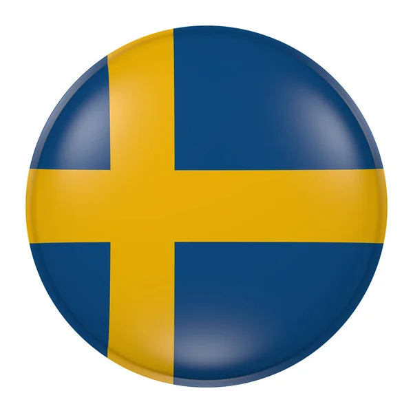 Renderowania 3D Szwecja flagi na przycisku — Zdjęcie stockowe