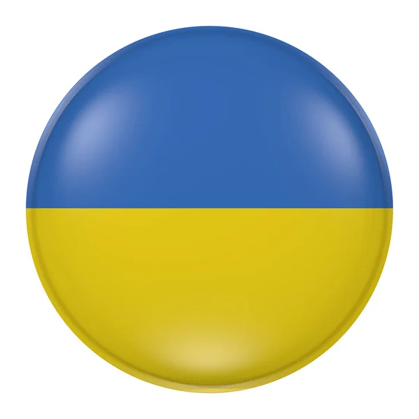 3D рендеринг флага Украины на кнопке — стоковое фото