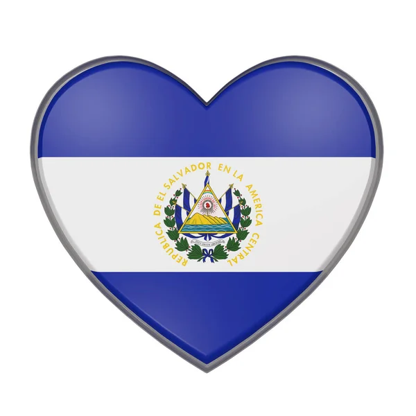 3d rendering of an El Salvador flag on a heart. White background — Stock Photo, Image