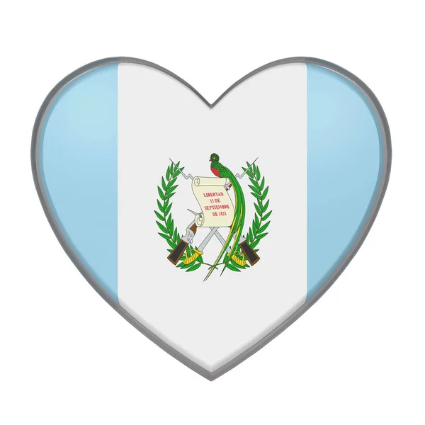 3d representación de una bandera de Guatemala en un corazón. Fondo blanco —  Fotos de Stock