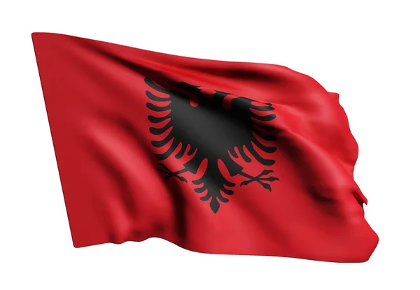 3D vykreslování Albánie vlajku na bílém pozadí. — Stock fotografie