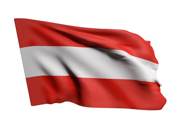 3D vykreslování Rakousko vlajka mávala na bílém pozadí — Stock fotografie