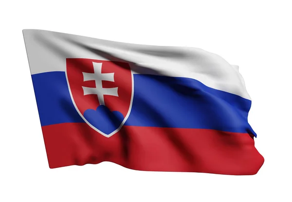 3D-рендерінг Словаччини прапор махав на білому тлі — стокове фото