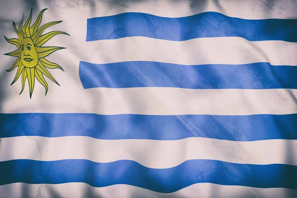 Bandeira da República Oriental do Uruguai acenando — Fotografia de Stock