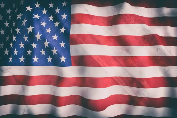 3D-rendering av en gammal USA flagga vajande — Stockfoto