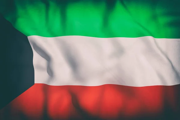 Τρισδιάστατη απεικόνιση του μια παλιά Κουβέιτ σημαία κυματίζει — Φωτογραφία Αρχείου