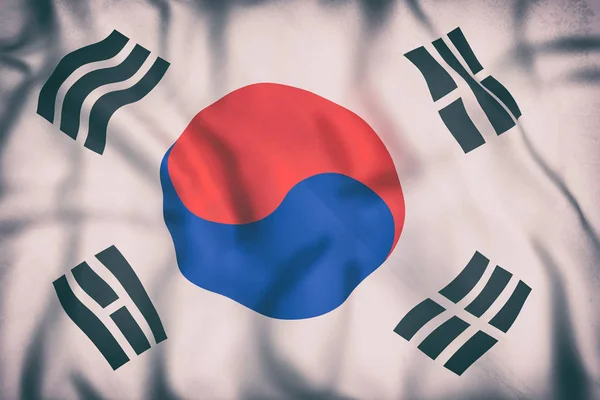 Bandeira da República da Coreia acenando — Fotografia de Stock