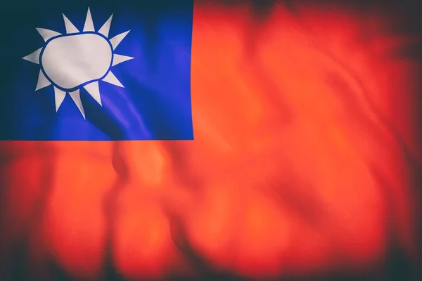 3d 渲染的旧的台湾国旗飘扬 — 图库照片