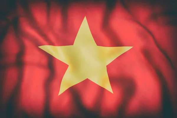 Bandeira da República Socialista do Vietname acenando — Fotografia de Stock