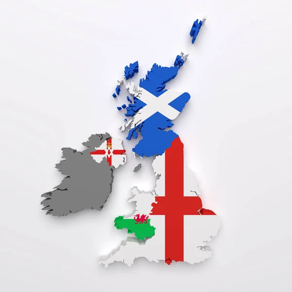 Uk countries map and flags — Stock Photo, Image