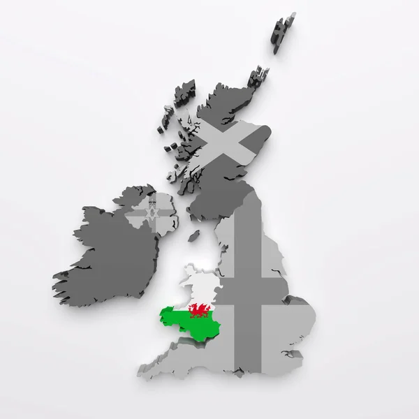 Mappa e bandiera del Galles — Foto Stock