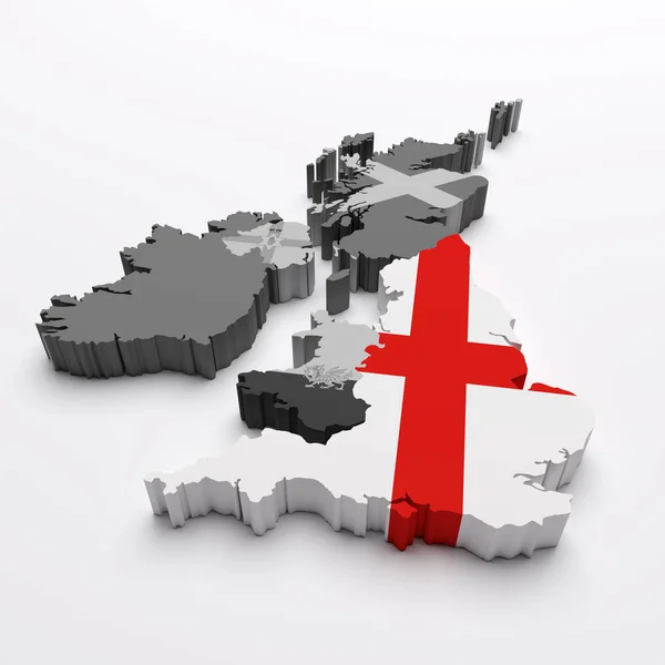 Kaart van Engeland en vlag — Stockfoto