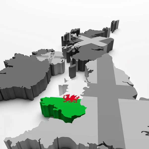 ウェールズの地図と国旗 — ストック写真