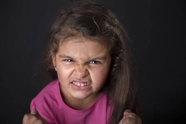 Angry four years girl — Stock Photo, Image