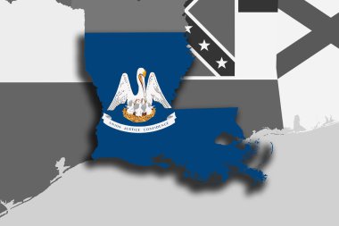 Louisiana harita ve bayrak